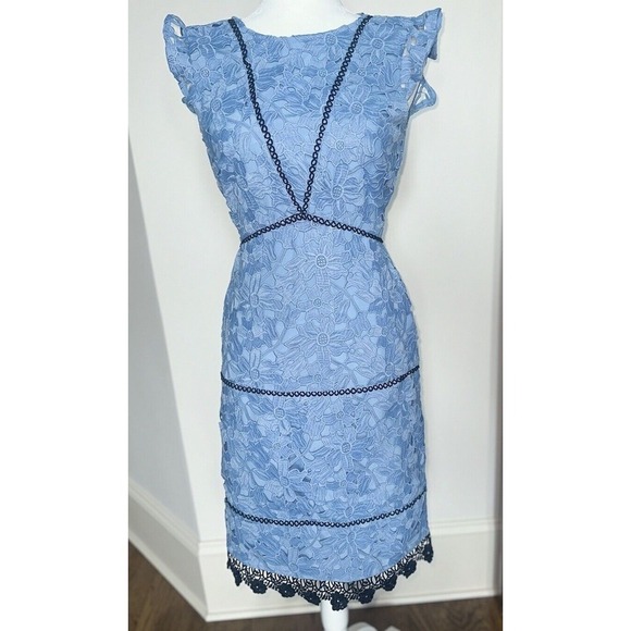 Warehouse Scallop hem Luxe Lace lined Occassion party Dress size us 2 uk 6 - Picture 2 of 10